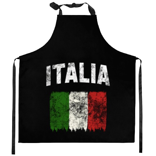 Italia - Distressed Italian Flag Kitchen Aprons