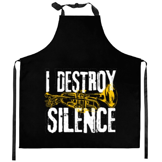 Trumpet Player Marching Band Silence Destroyer Kitchen Aprons