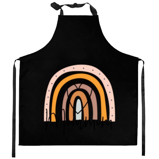 Mommom Rainbow Heart Grandma Mother'S Day Kitchen Aprons