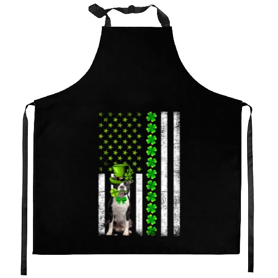 American Flag Boston Terrier Dog St Patric Day Kitchen Aprons