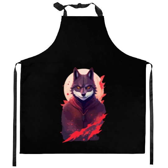 Ninja Style: The Cute Wolf Face with a Twist of Me Kitchen Aprons