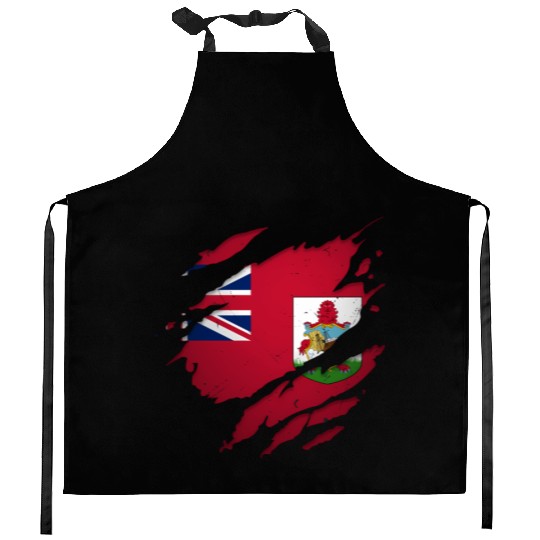 Proud Bermudians Torn Ripped Bermuda Flag Kitchen Aprons