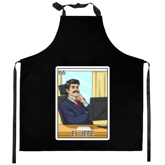 El Jefe The Boss Card Mecan Lottery The Chief Kitchen Aprons