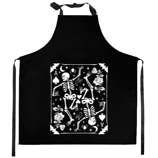 Skeleton Ace Of Spades Card Goblincore Punk Grunge Kitchen Aprons