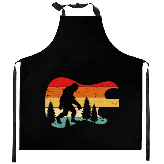 Bigfoot Guitar Vintage Sasquatch Believers Kitchen Aprons