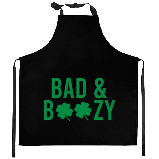Bad And Boozy Irish St Patrick Day Drinking Kitchen Aprons