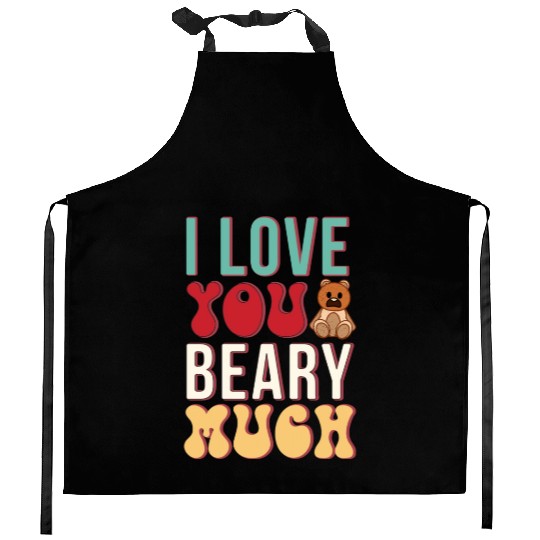 I Love You Beary Much Retro Sublimation Valentine Kitchen Aprons