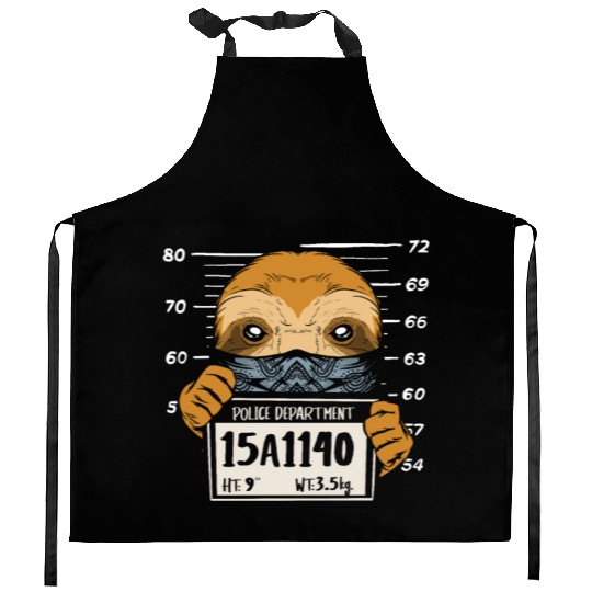 Sloth Mugshot Kitchen Aprons