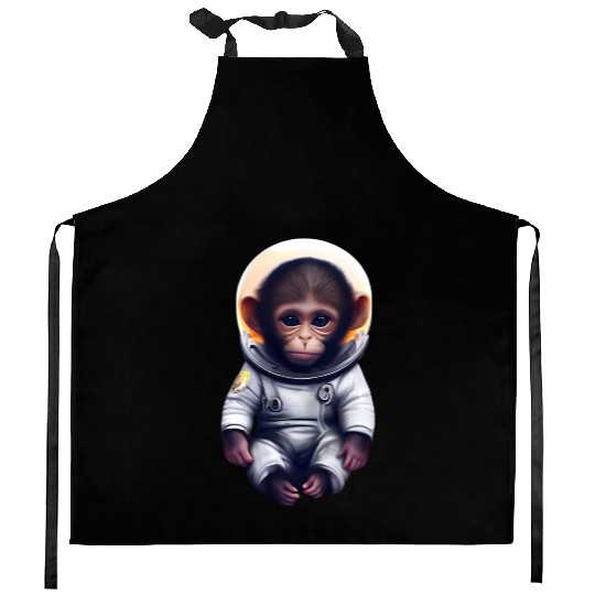 Astronaut monkey Kitchen Aprons