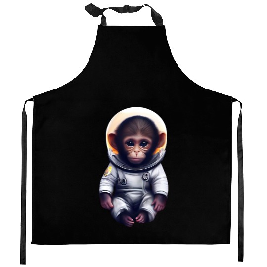 Astronaut monkey Kitchen Aprons