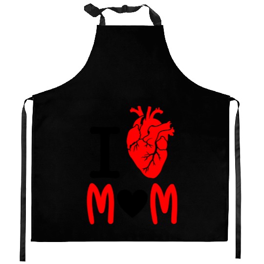i love mom Kitchen Aprons