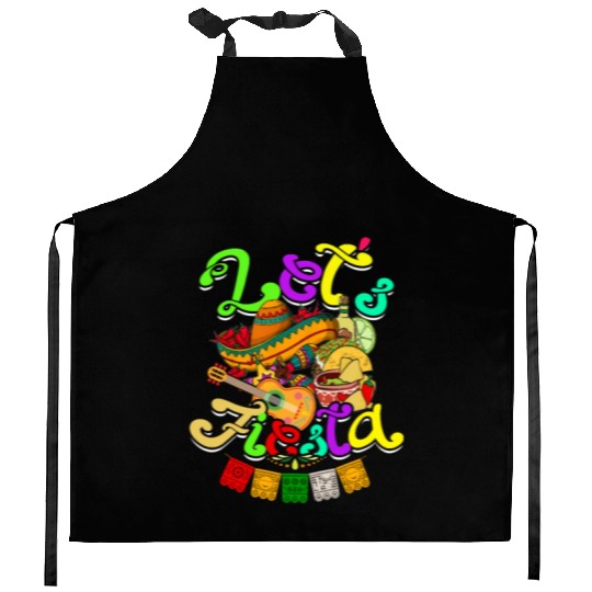 Cinco De Mayo Mexican Guitar Cactus - Mexican Kitchen Aprons
