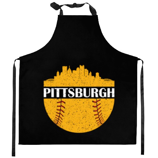 Pittsburgh Baseball Cityscape Distressed Novelty Kitchen Aprons