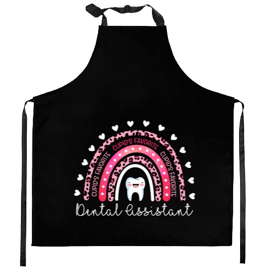 Leopard Rainbow Cupid'S Favorite Dental Assistant Kitchen Aprons