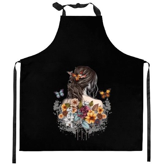 Butterfly Girl Lady of Butterflies Kitchen Aprons