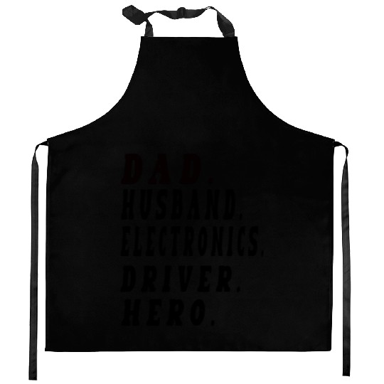 Father's day funny Dad Husband Electronics hero Kitchen Aprons