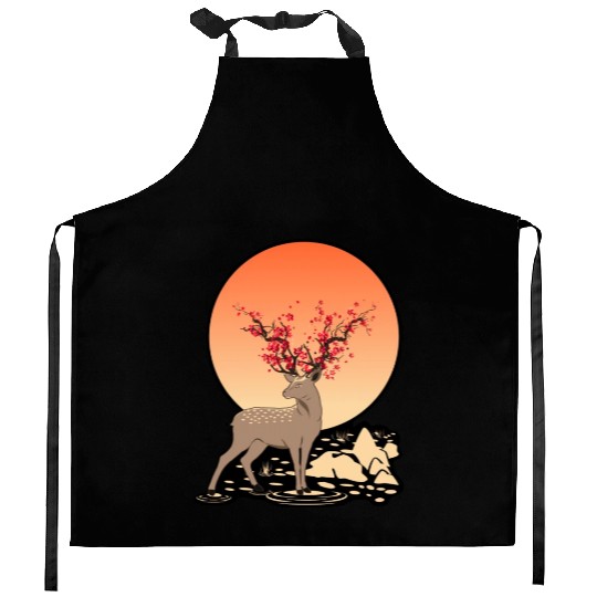 Sika Deer Spirit Sakura Deer Spirit Kitchen Aprons