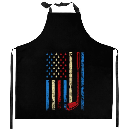 American Sports Flag Athletic Golf Club 4th Of Kitchen Aprons