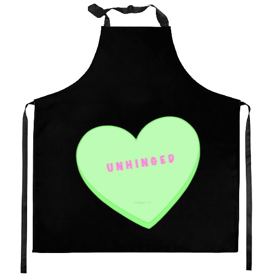 unhinged conversation heart Kitchen Aprons