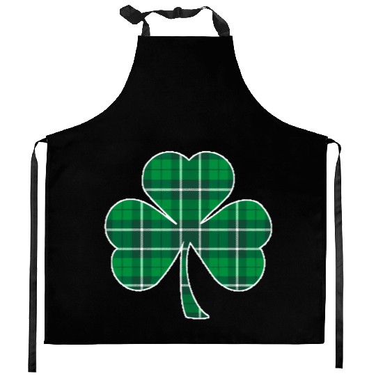 St Patric Day Irish Green Buffalo Plaid Shamrock Kitchen Aprons
