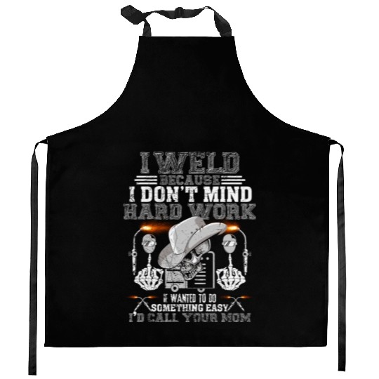 i d call your mom welder Funny Kitchen Aprons