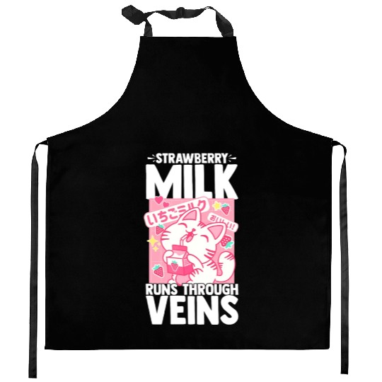 Strawberry Milk Shake Korean Vegan Japanese Drink Kitchen Aprons