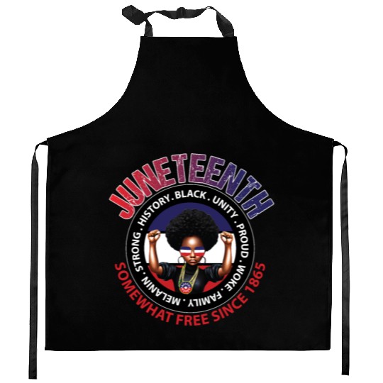 Juneteenth Red White and Blue Power Kitchen Aprons