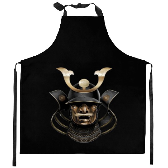 Japanese Samurai Mask Design Kitchen Aprons