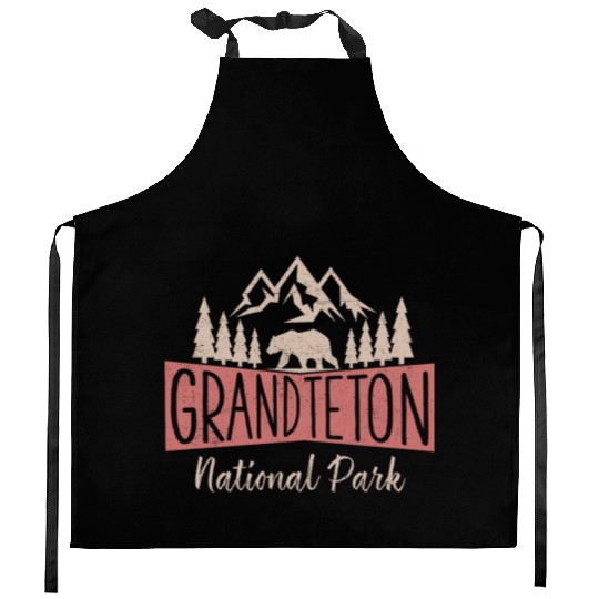 Vintage Grand Teton National Park Us Mountains Kitchen Aprons
