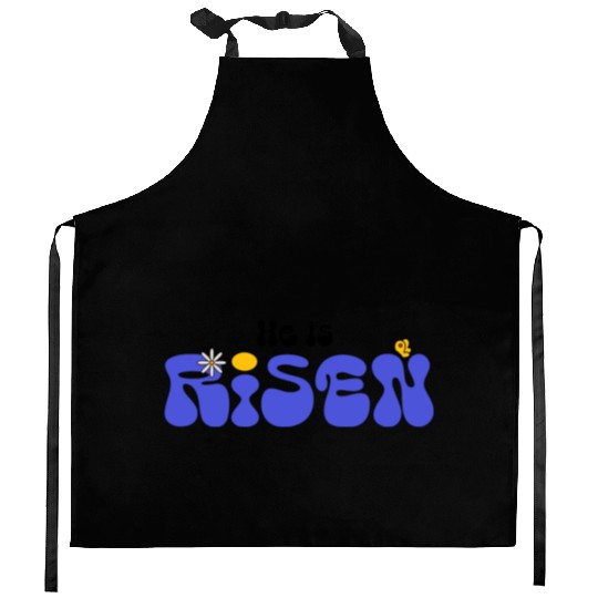 He Is Risen Groovy Christian Easter Kitchen Aprons