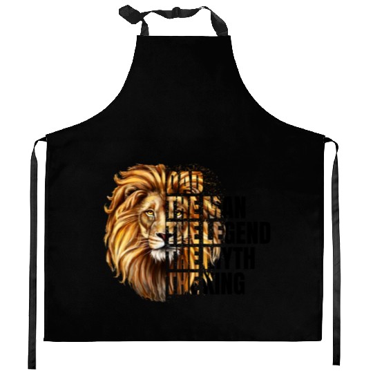 Dad the Man the Legend Leopard Lion Png Kitchen Aprons