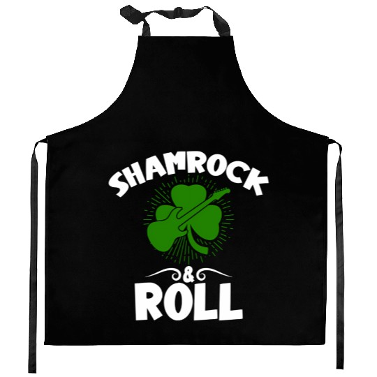 Shamrock Rock And Roll Guitar St Patrick'S Day Kitchen Aprons