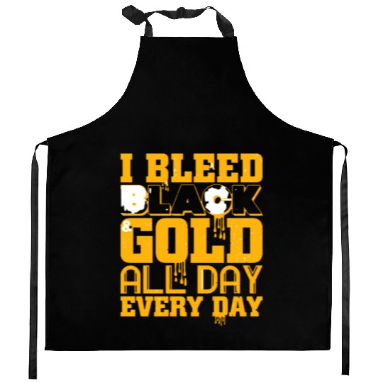 I Bleed Black And Gold Kitchen Aprons
