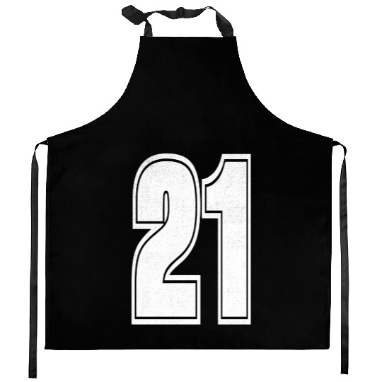 Varsity Sports Team Jersey Number 21 White Kitchen Aprons