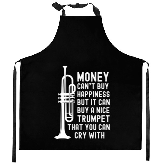 Funny Money Happiness Trumpet Player Joke Music Kitchen Aprons