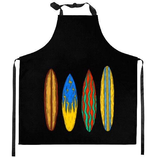 And Colorful Surfboards On Tropical Waves Kitchen Aprons