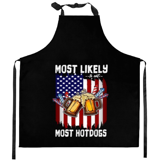 4th Of July Party Most Likely To Eat Hotdogs Kitchen Aprons