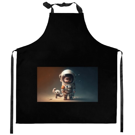 Cosmic Steps: The Baby Astronaut's Journey Kitchen Aprons