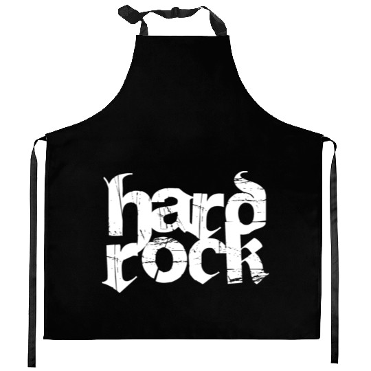 hard rock typography Kitchen Aprons