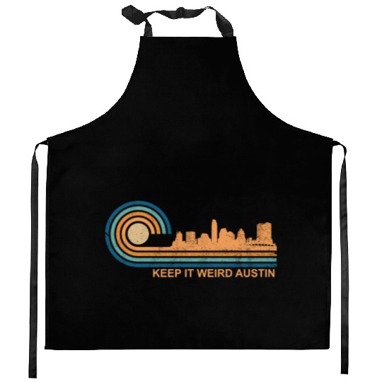 Keep It Weird Austin Texas Skyline Retro Austinkee Kitchen Aprons