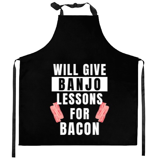 Banjo Player Lessons For Bacon Music Instrument Kitchen Aprons
