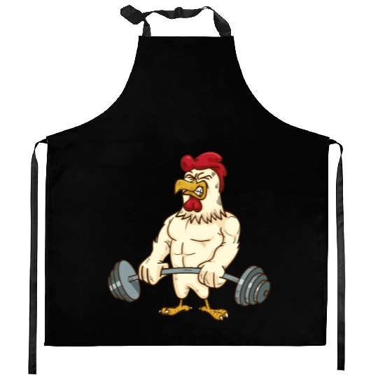 Deadlift Gym Chicken Fitness Motivation Kitchen Aprons