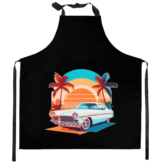 summer style Miami street , sunrise Kitchen Aprons