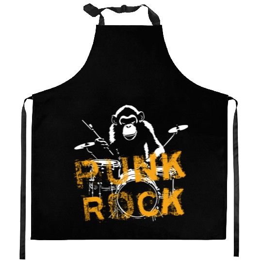 MONKEY PUNK ROCK Kitchen Aprons