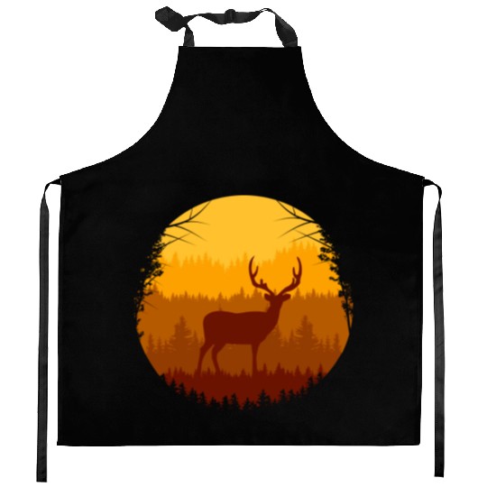 Autumn Forest And Deer Kitchen Aprons