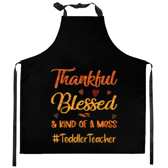 Toddler Teacher Thankful Blessed Thanksgiving Kitchen Aprons