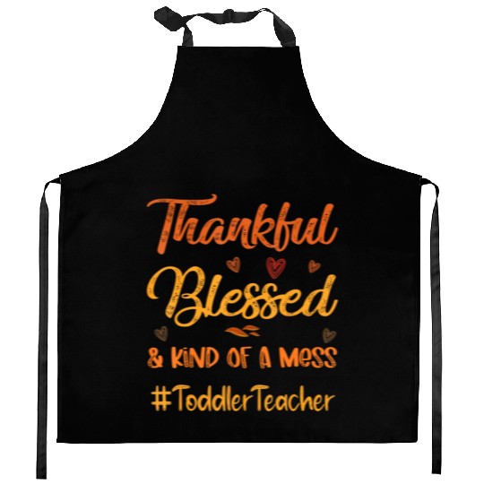 Toddler Teacher Thankful Blessed Thanksgiving Kitchen Aprons