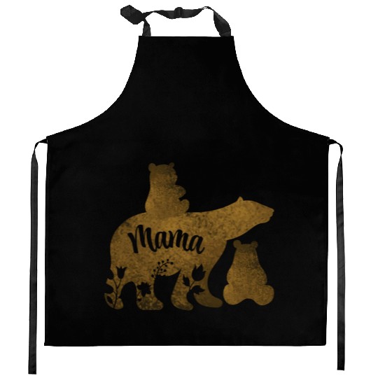 Mama Bear With 2 Cubs Mom of Two Kitchen Aprons