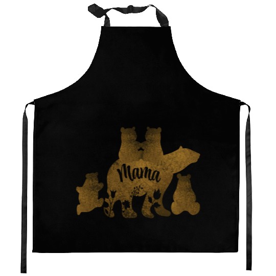 Mama Bear With 4 Cubs Mom of Four Children Gift Kitchen Aprons