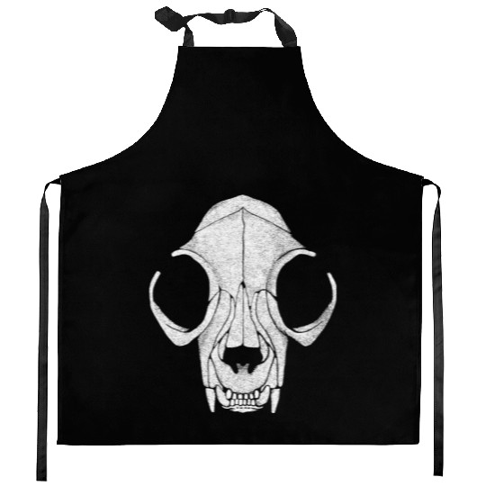 Cat Skull Pointillism Kitchen Aprons